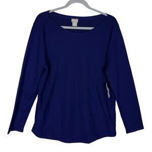 Chico's Sweater Womens 2‎ Purple Rayon Knitted Round Neck Long Sleeve Pullover